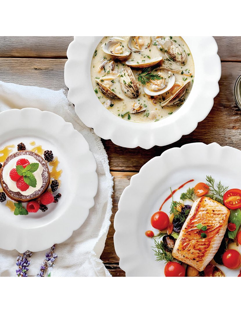 Conjunto de jantar branco com 24 peças