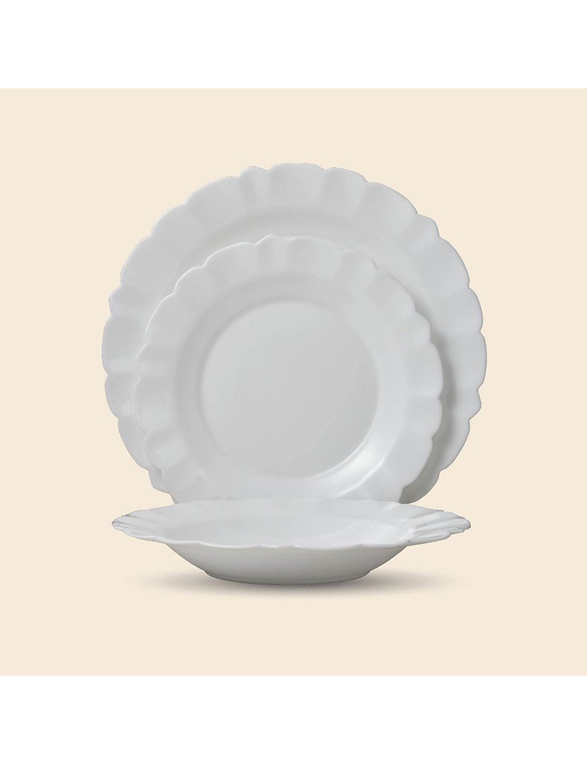 Conjunto de jantar branco com 24 peças