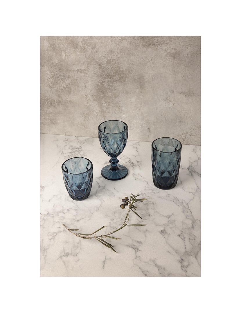 Conjunto de 8 copos de vidro azuis 350ml