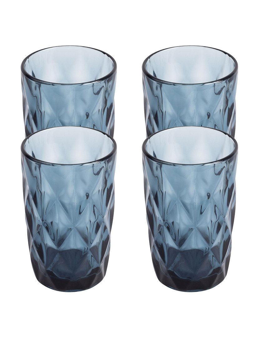 Conjunto de 8 copos de vidro azuis 350ml