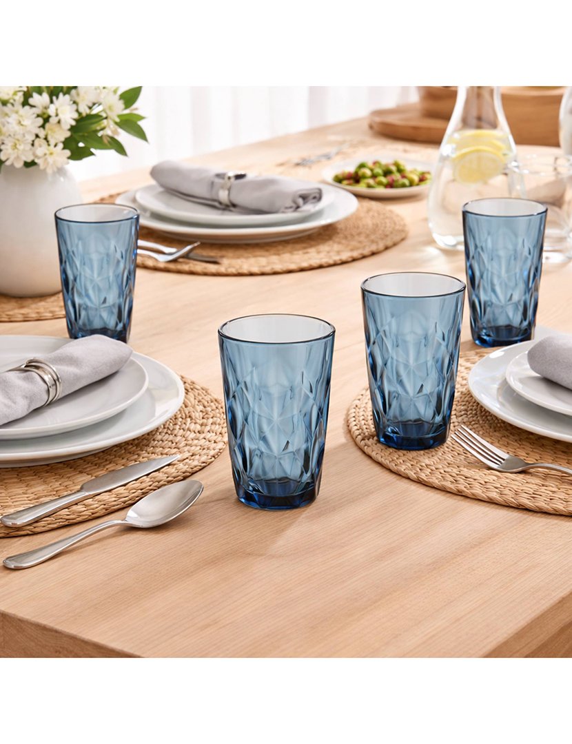 Conjunto de 8 copos de vidro azuis 350ml