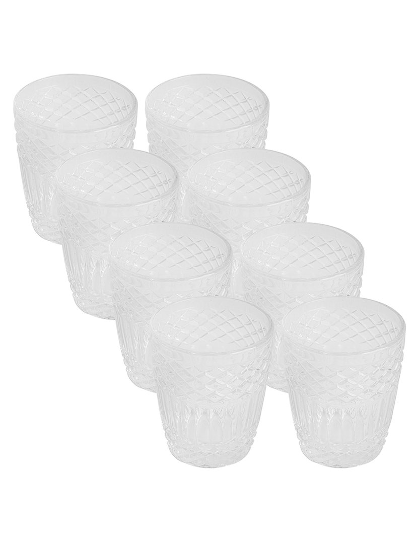 Conjunto de 8 copos de vidro transparente de 300ml