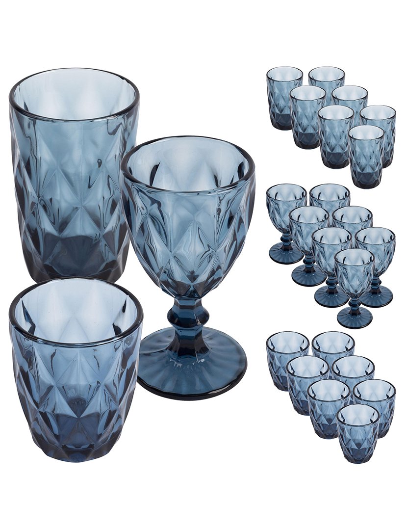 Conjunto de 8 copos em cristal azul