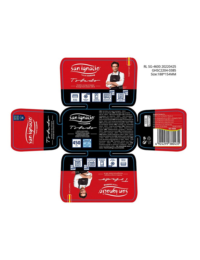 Caixa hermética de vidro 450ml coleção Toledo