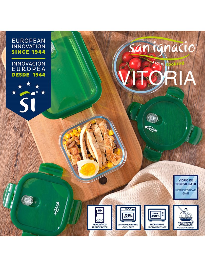 Lancheira retangular hermética Vitoria 1000ml Verde