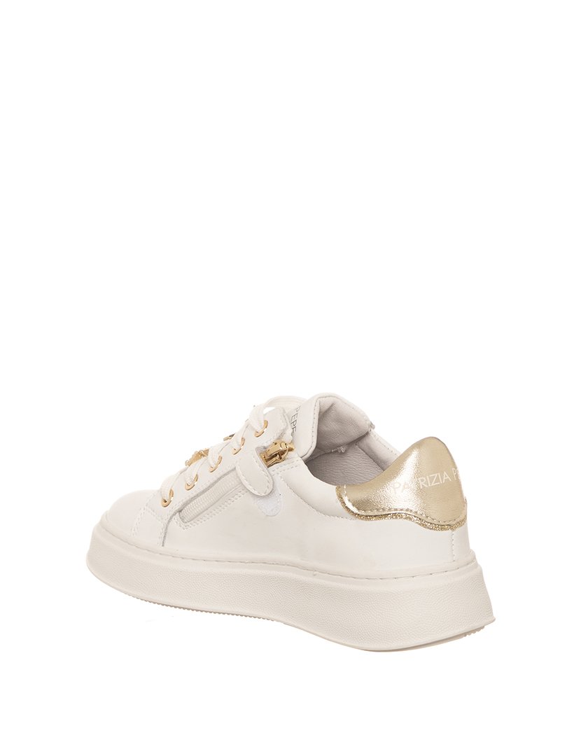 Ténis Menina Branco e Dourado