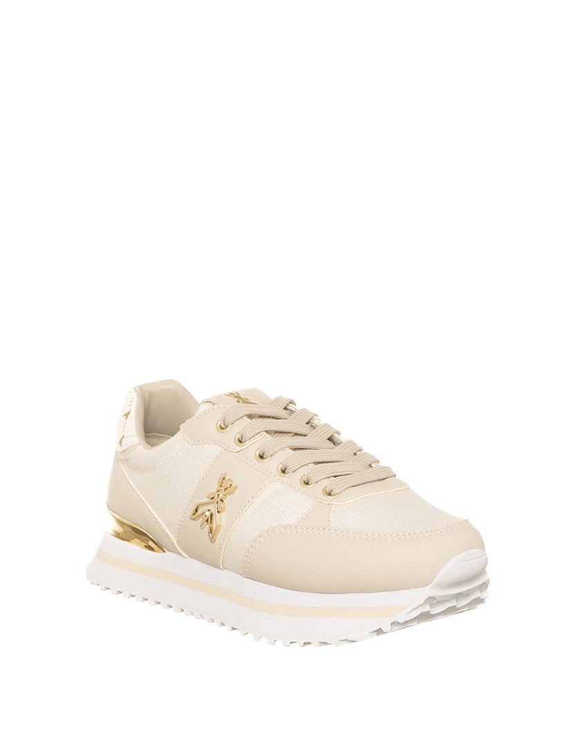 Ténis Menina Branco e Dourado