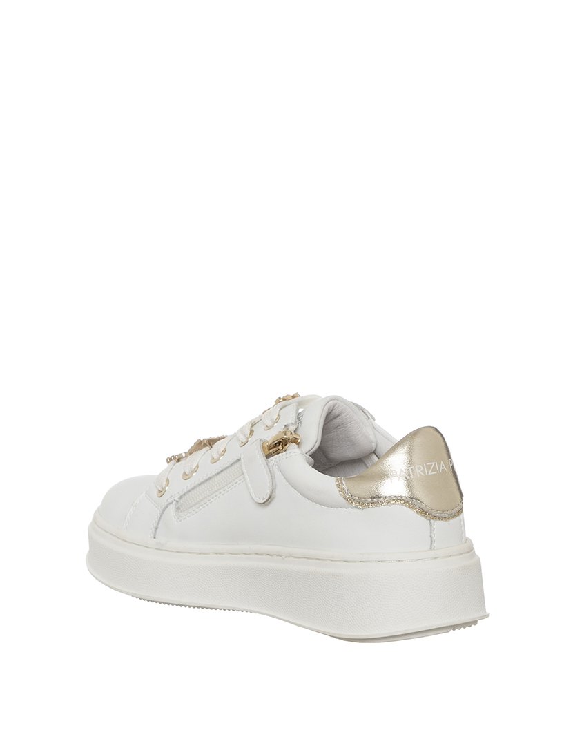 Ténis Menina Branco e Dourado