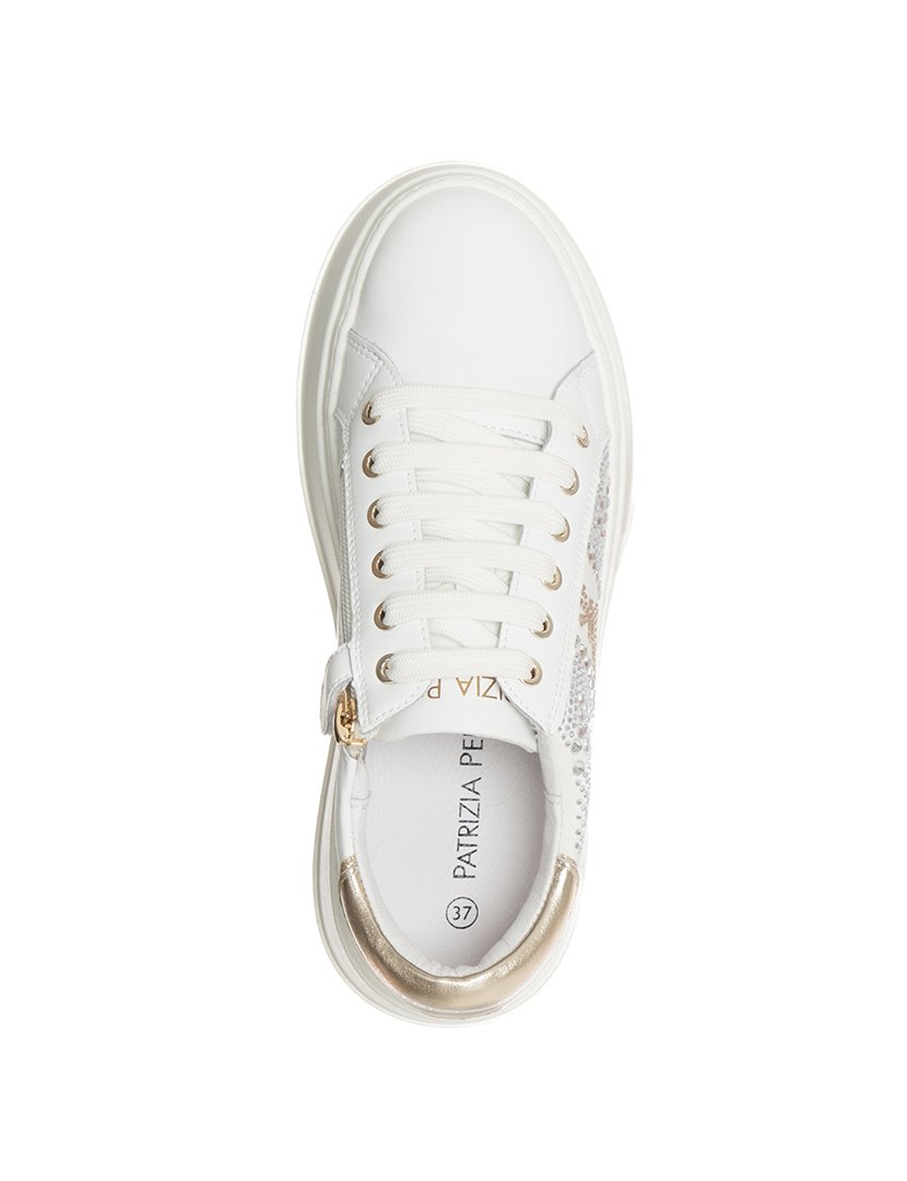 Ténis Menina Branco e Dourado