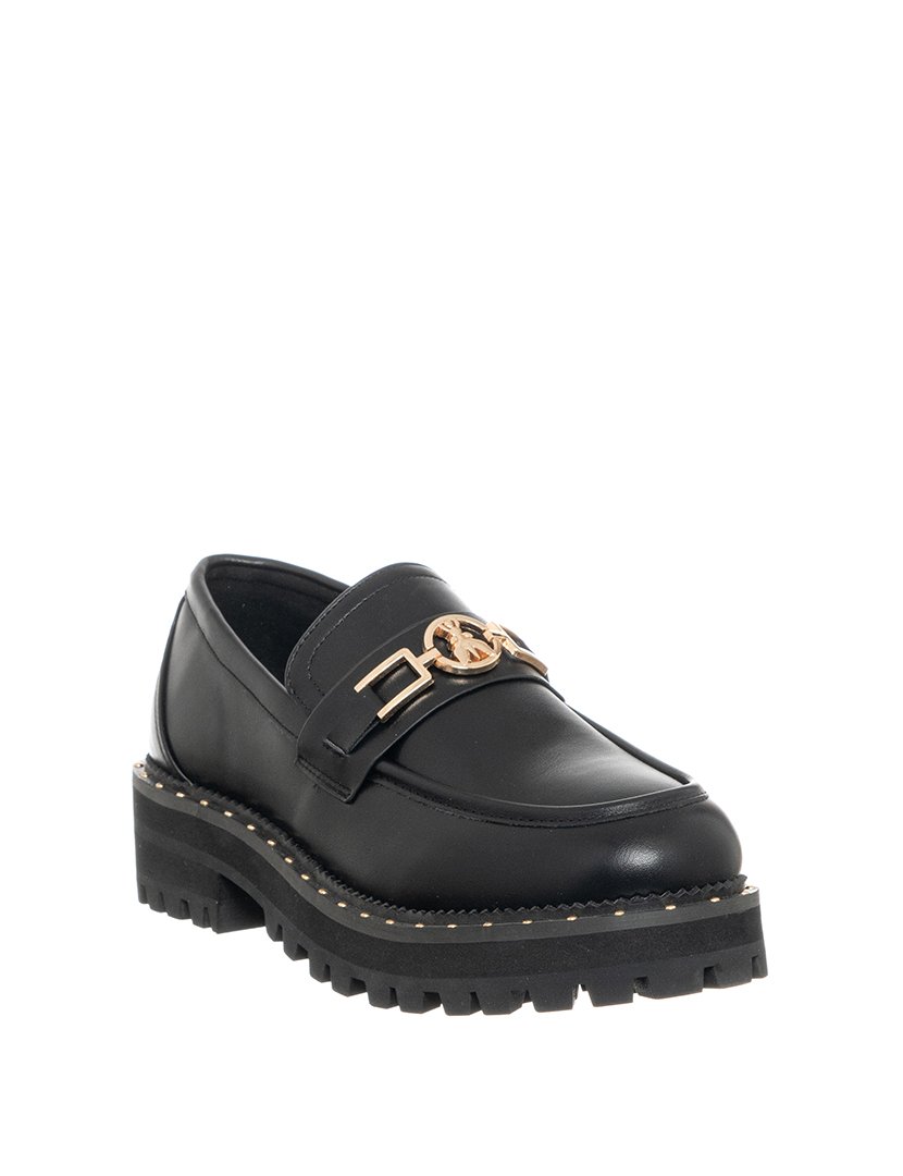 Mocassins Menina Preto e Dourado