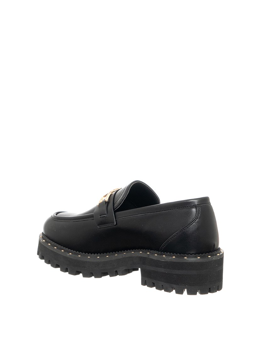 Mocassins Menina Preto e Dourado