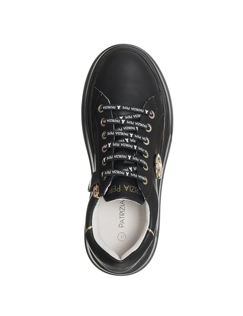 Ténis Menina Preto e Dourado