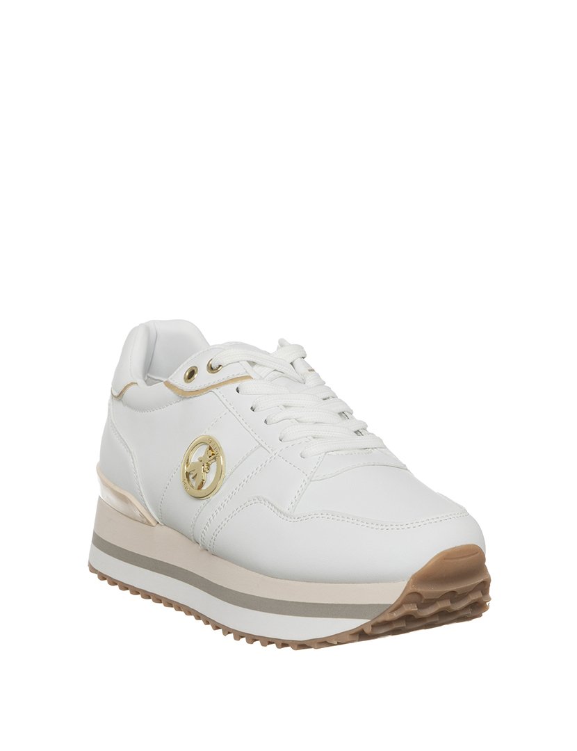 Ténis Menina Branco e Dourado