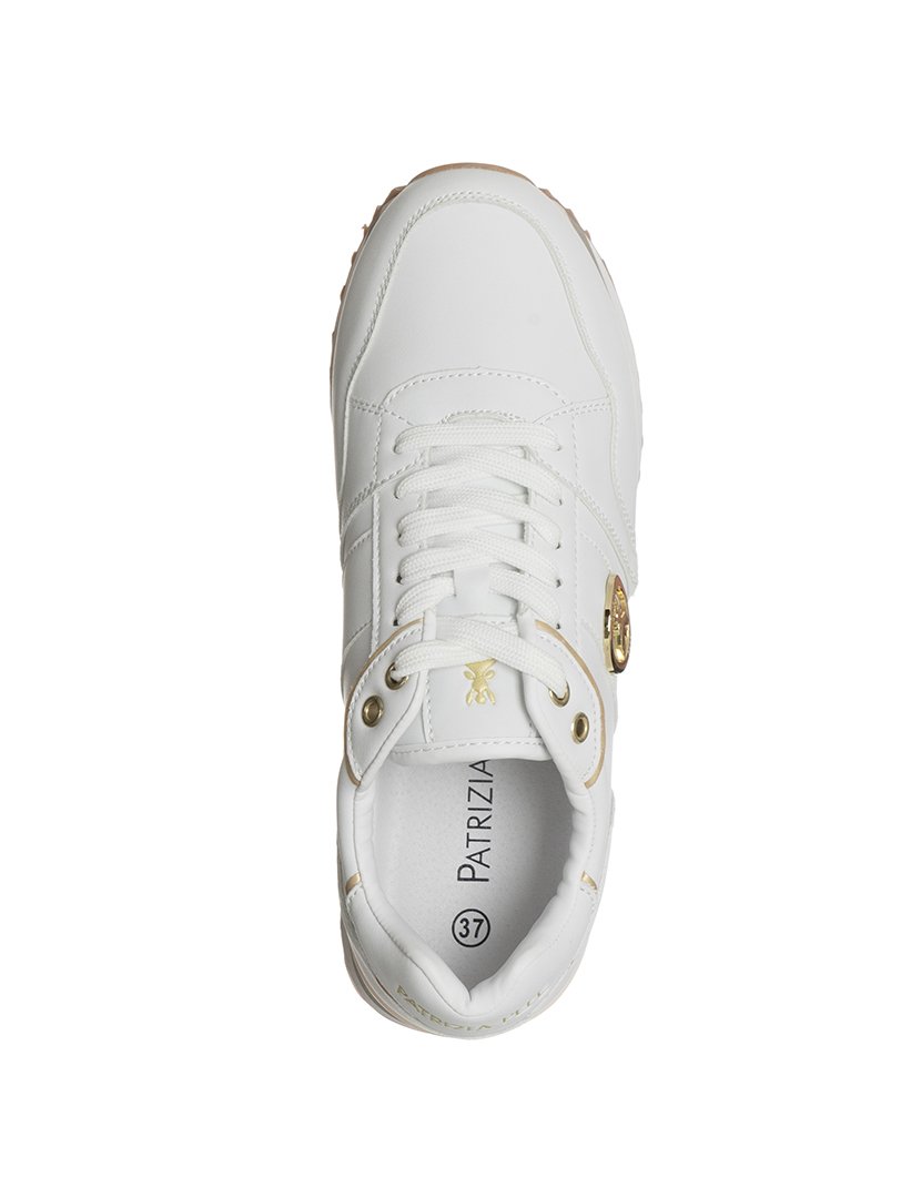 Ténis Menina Branco e Dourado