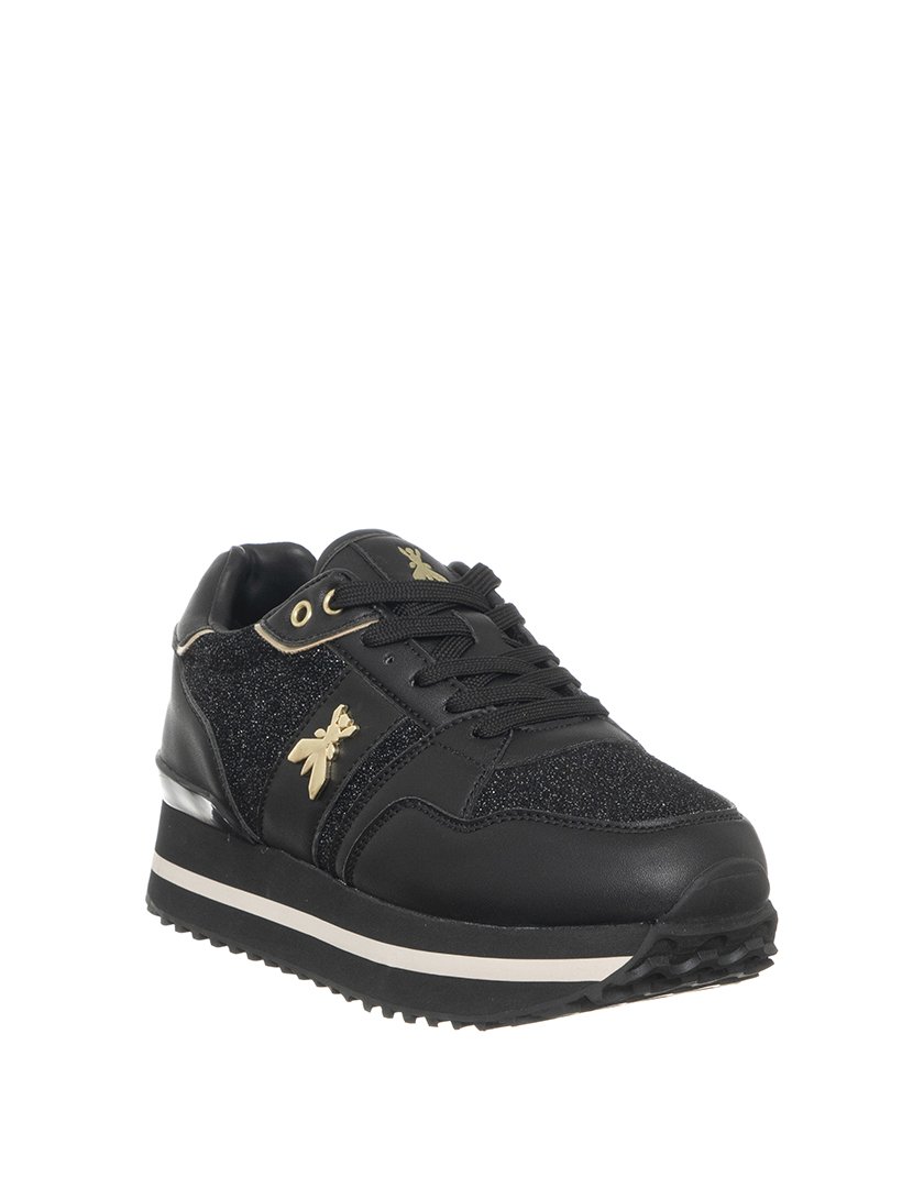 Ténis Menina Preto e Dourado com Glitter