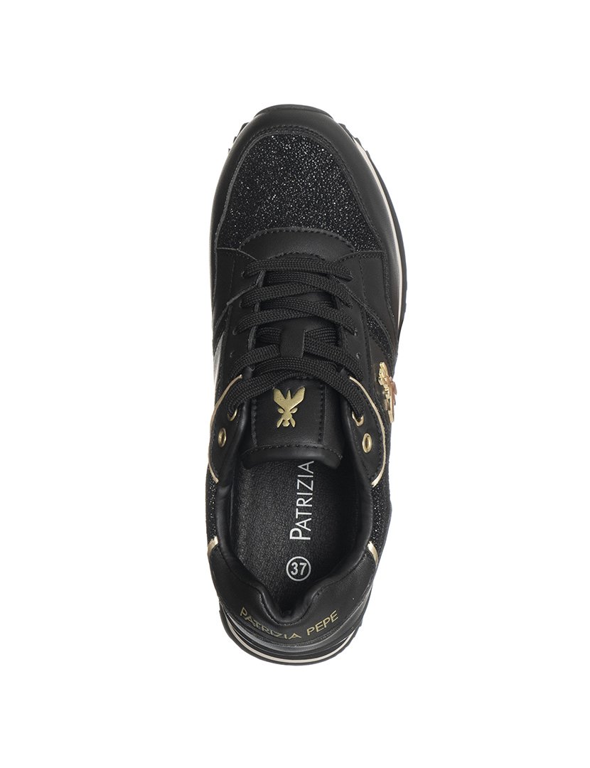 Ténis Menina Preto e Dourado com Glitter