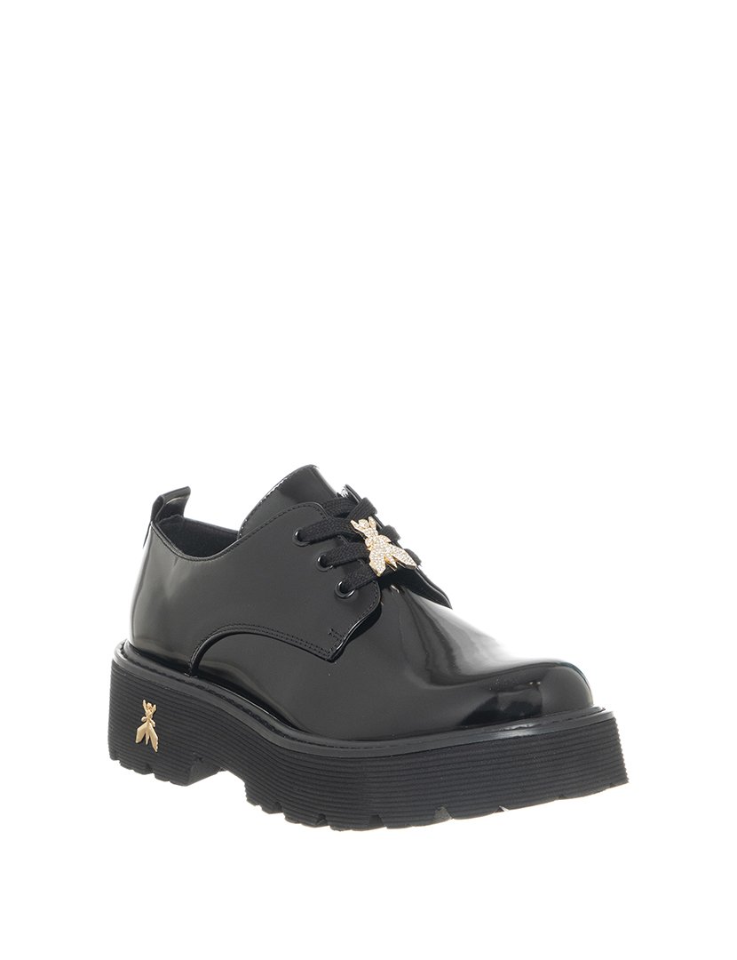 Mocassins Menina Preto e Dourado