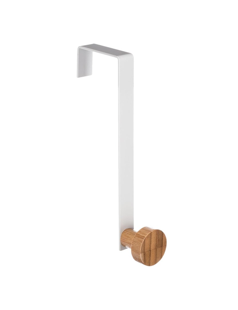 Cabide Suporte 1 Gancho Branco/Bambú