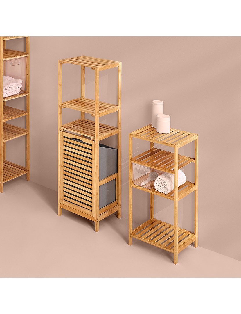 Estante + Cesto Roupa Bambú