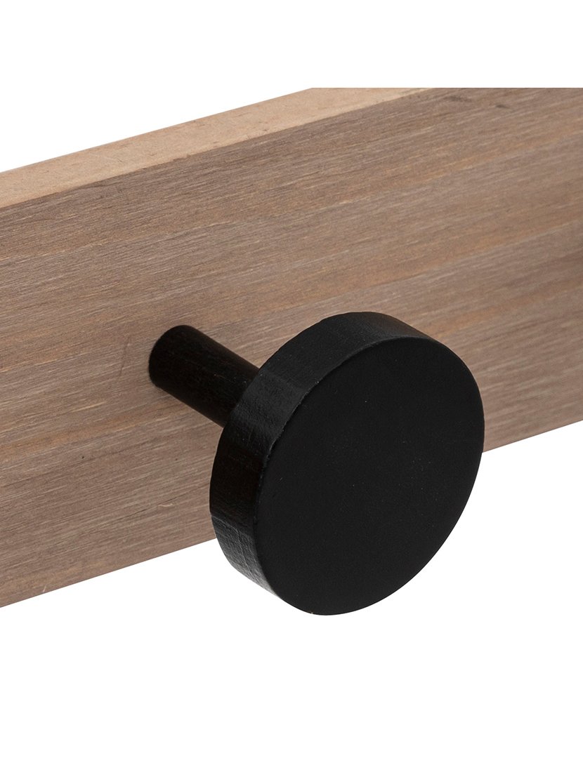 Cabide Parede 8 Ganchos Preto/Madeira