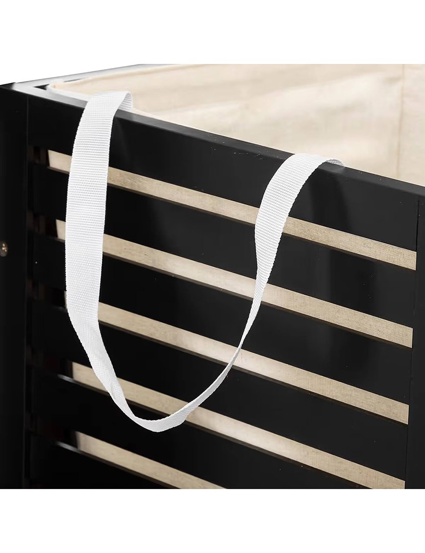 Cesto Roupa Madeira 65L Preto