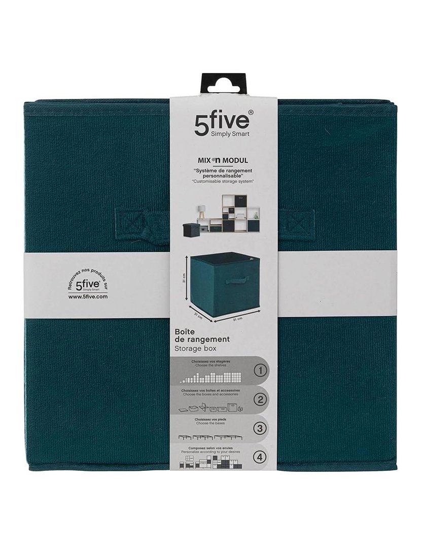 Caixa Arrumação Tecido Azul Petróleo