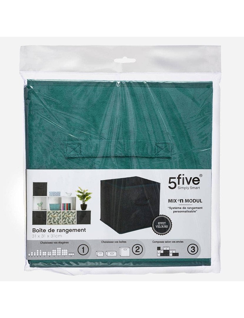 Caixa Arrumação Tecido Azul Petróleo