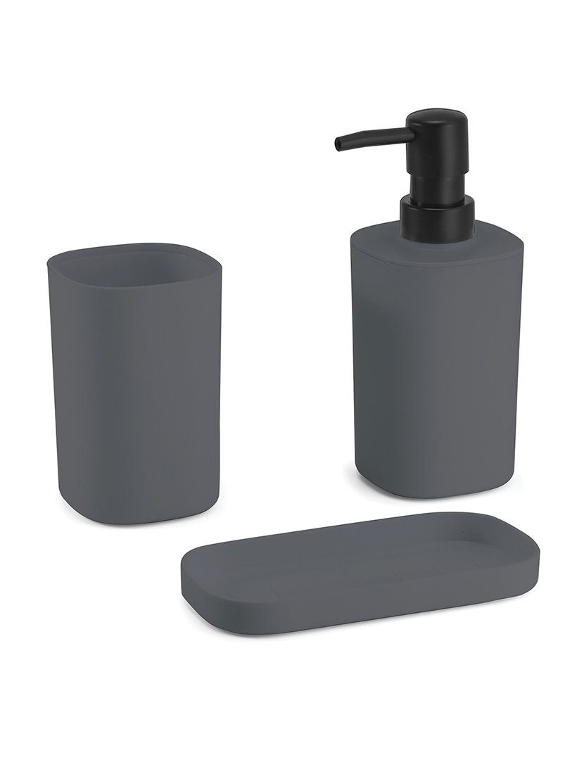 Conjunto 3 Acessórios Casa Banho Antracite