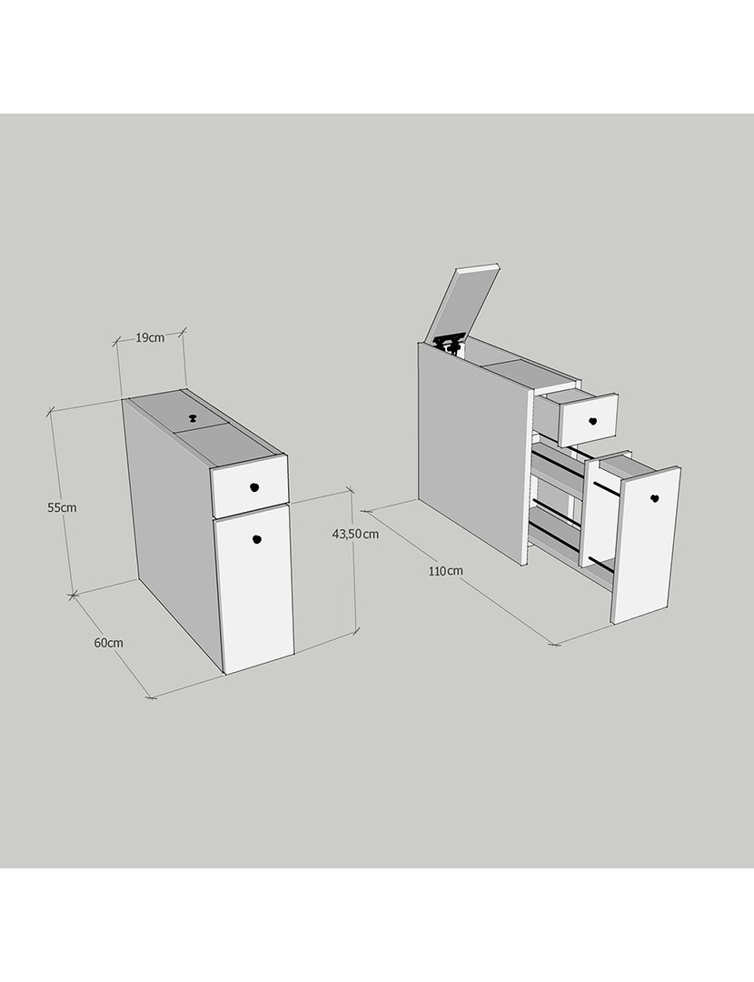 Móvel Casa Banho Branco 60 cm