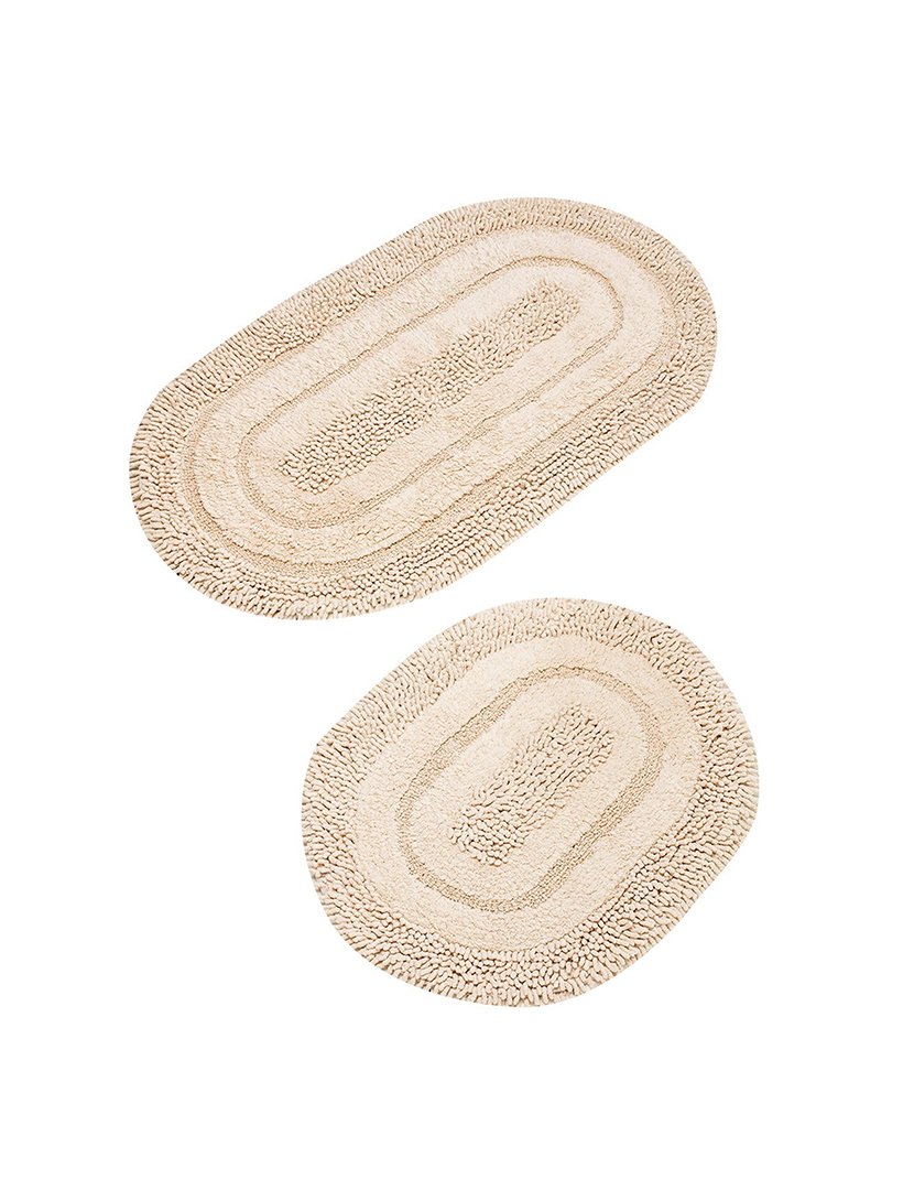 Conjunto 2 Tapetes Casa Banho Oval Bege