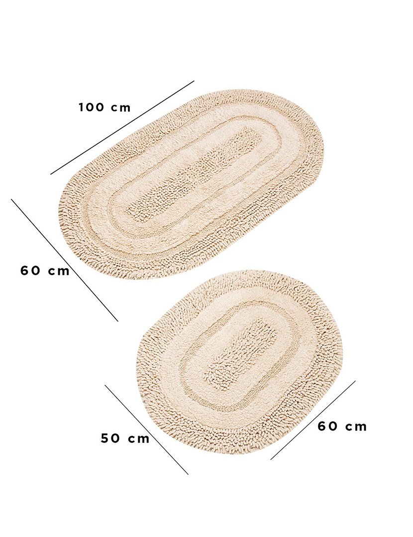 Conjunto 2 Tapetes Casa Banho Oval Bege