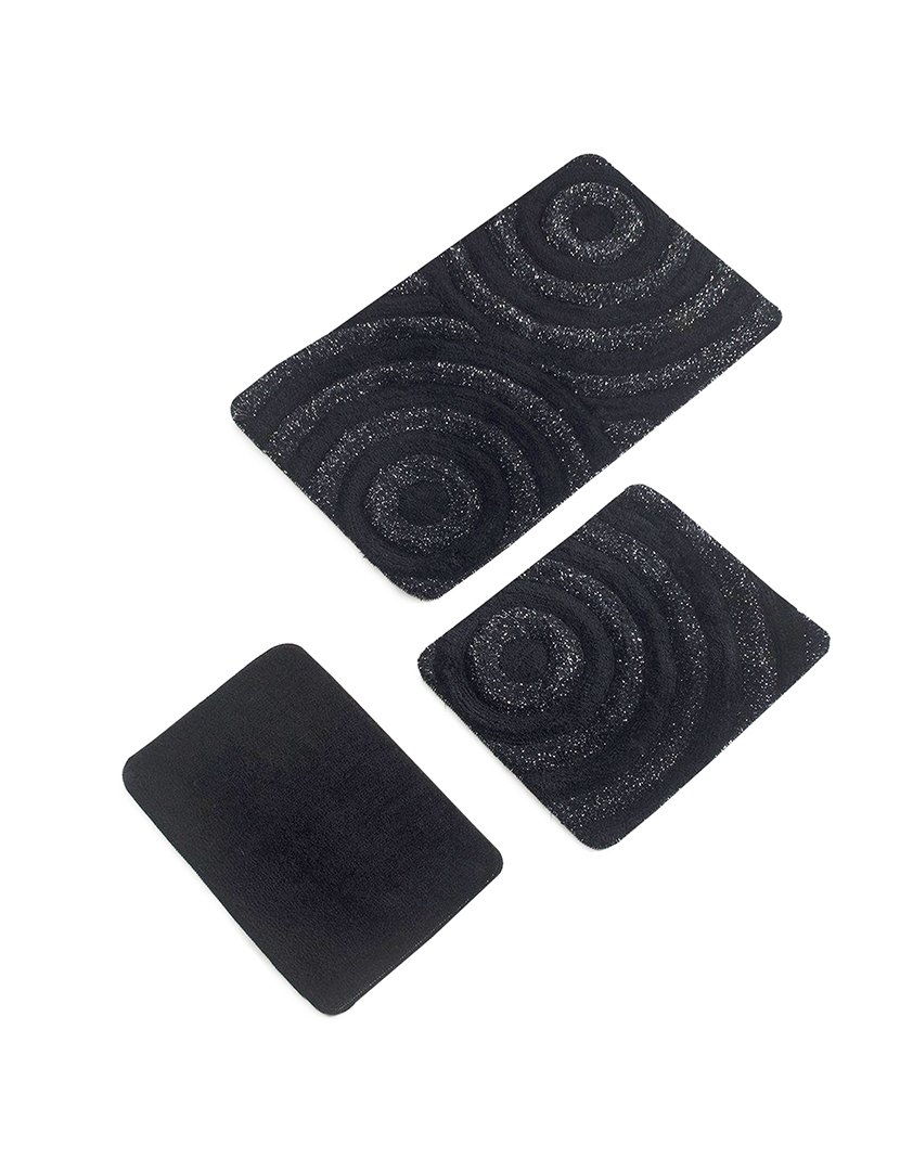 Conjunto 3 Tapetes Casa Banho Preto