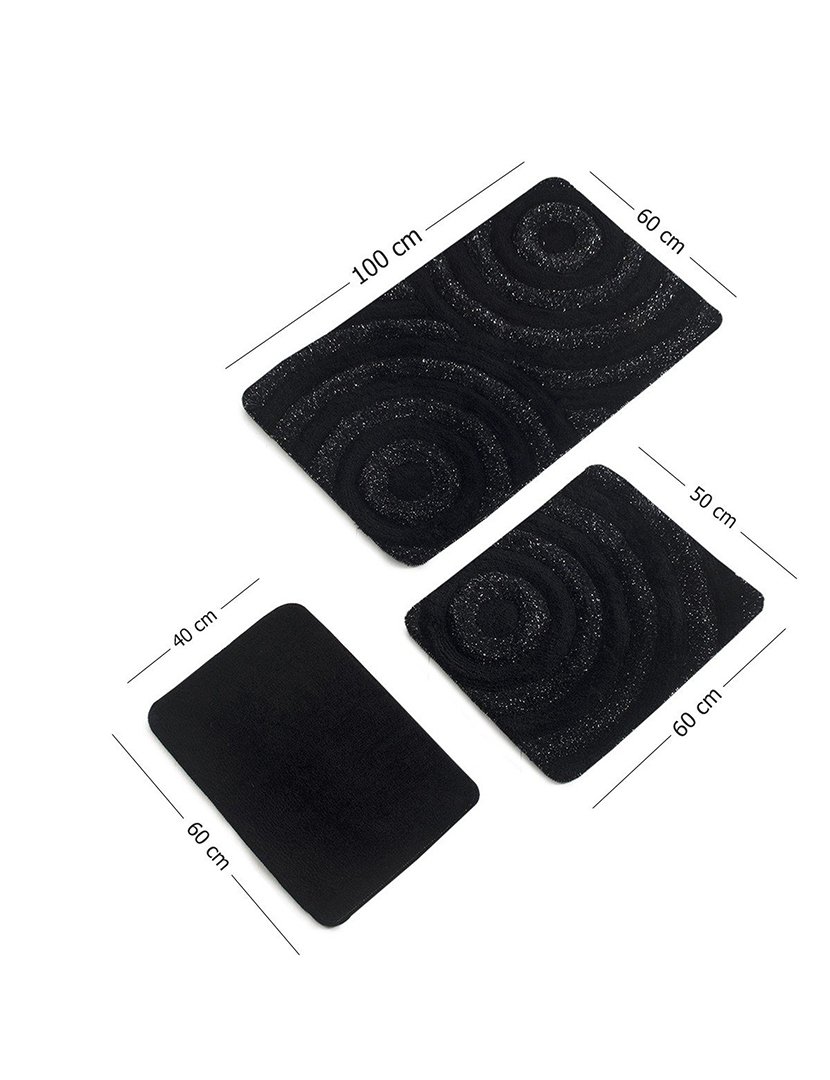 Conjunto 3 Tapetes Casa Banho Preto