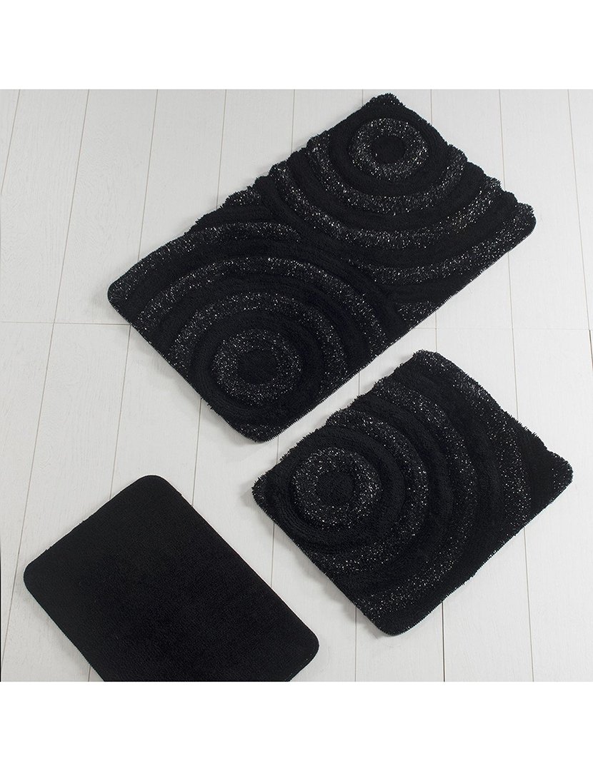 Conjunto 3 Tapetes Casa Banho Preto