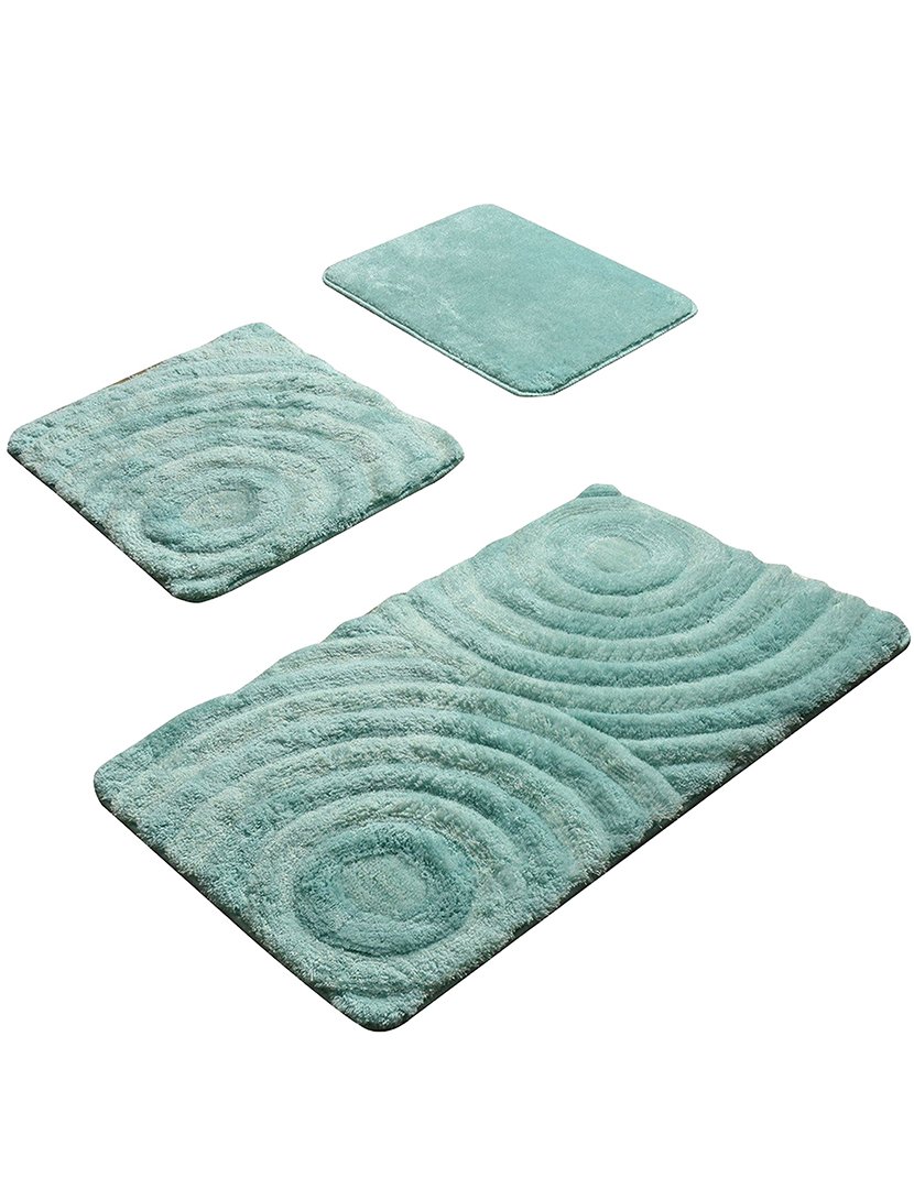 Conjunto 3 Tapetes Casa Banho Azul