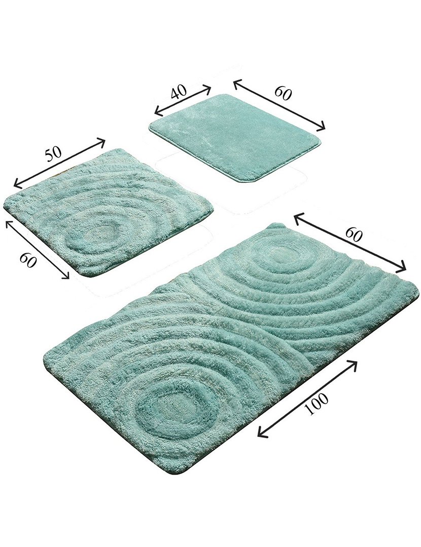 Conjunto 3 Tapetes Casa Banho Azul