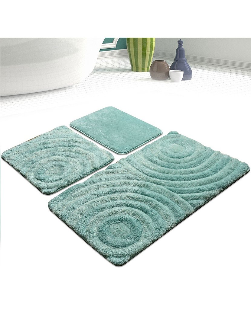 Conjunto 3 Tapetes Casa Banho Azul