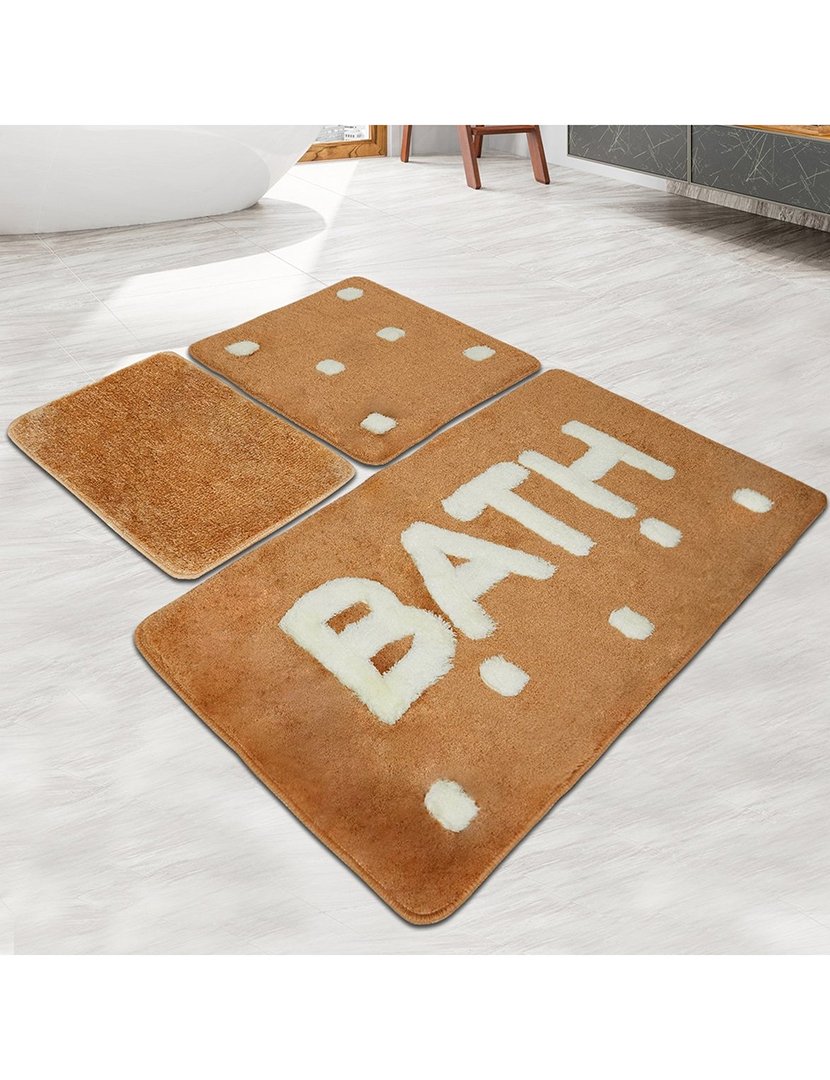 Conjunto 2 Tapetes Casa Banho Bath Mostarda