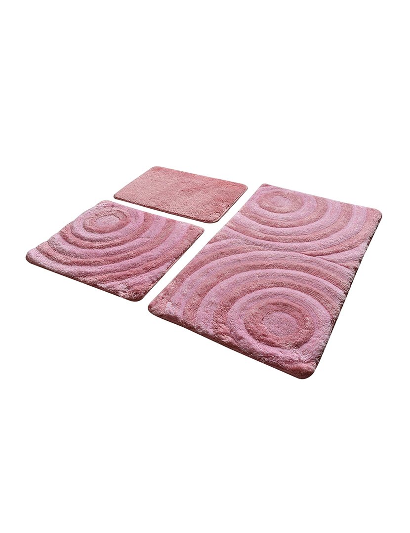 Conjunto 3 Tapetes Casa Banho Rosa