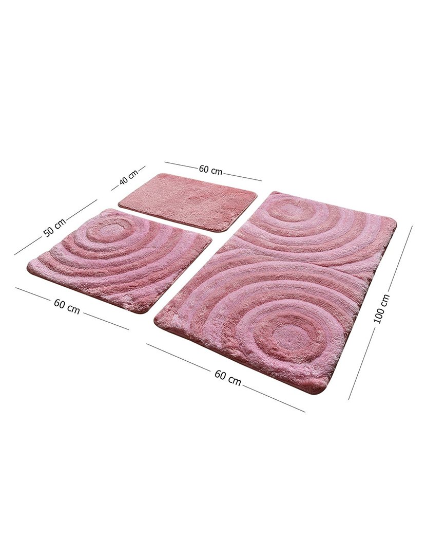 Conjunto 3 Tapetes Casa Banho Rosa
