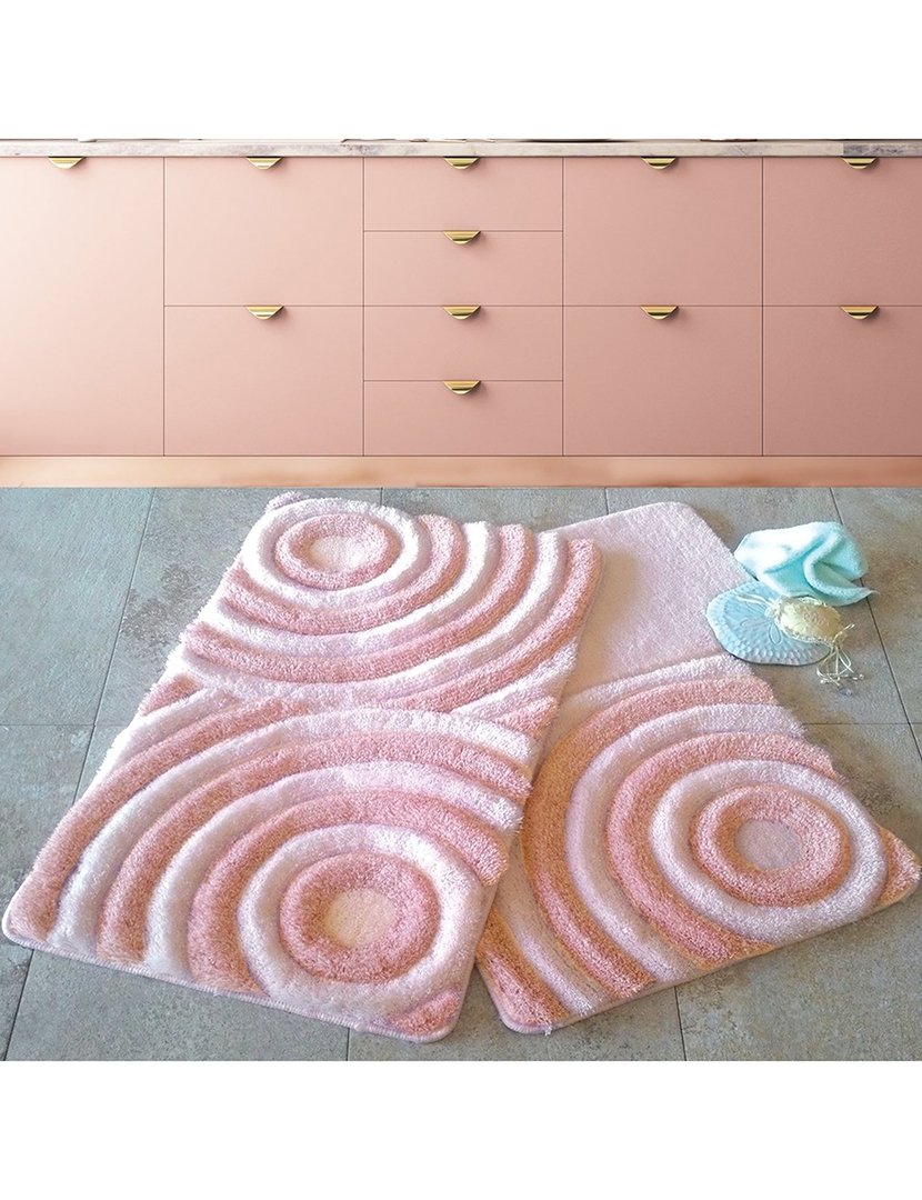 Conjunto 3 Tapetes Casa Banho Rosa