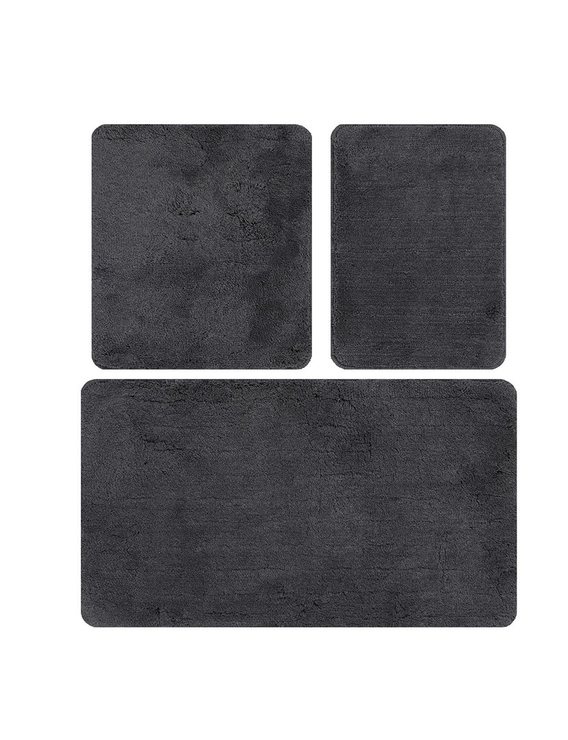 Conjunto 3 Tapetes Casa Banho Antracite