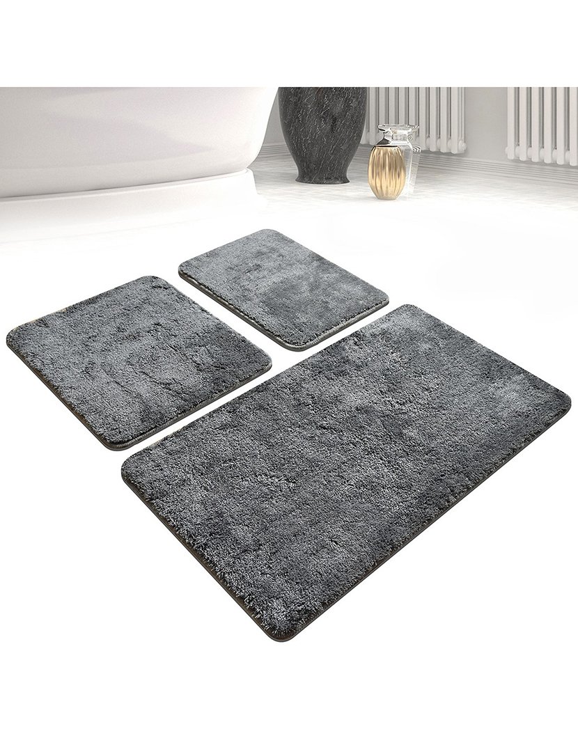 Conjunto 3 Tapetes Casa Banho Antracite