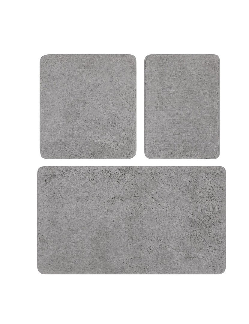 Conjunto 3 Tapetes Casa Banho Cinza