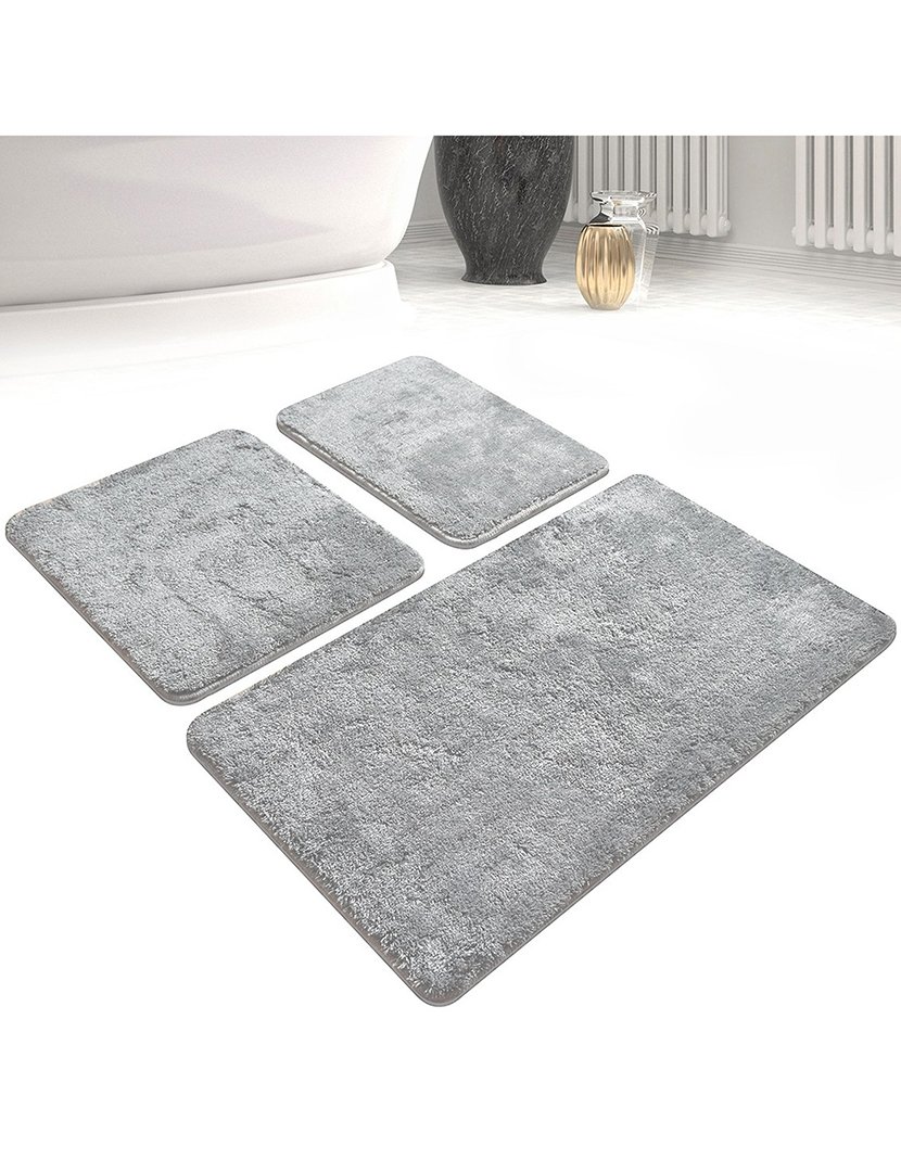 Conjunto 3 Tapetes Casa Banho Cinza