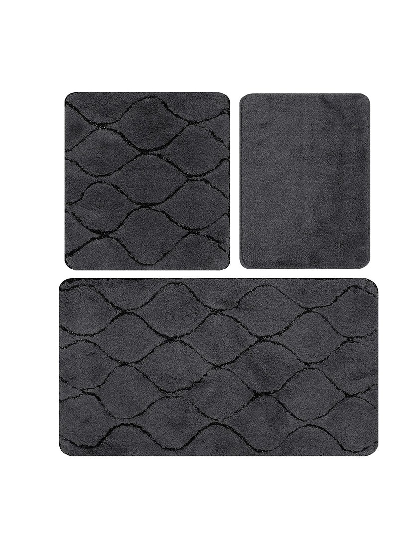 Conjunto 3 Tapetes Casa Banho Antracite