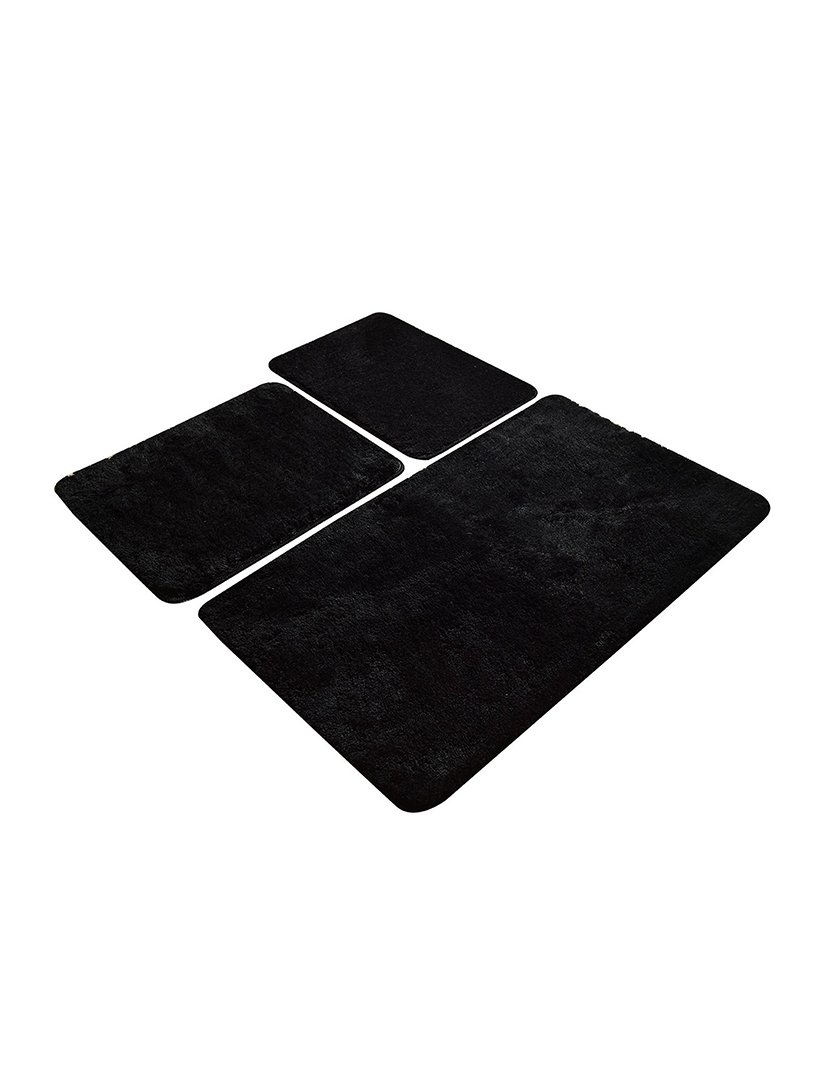 Conjunto 3 Tapetes Casa Banho Preto