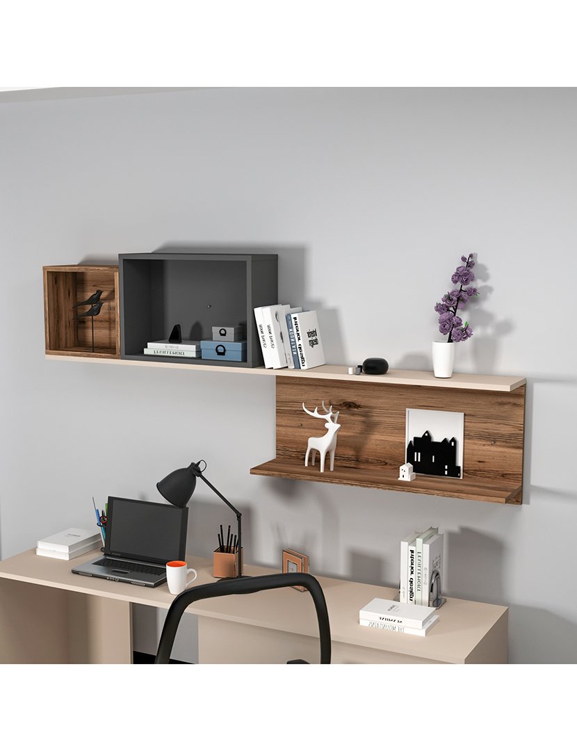 Estante Parede Bege/Nogueira