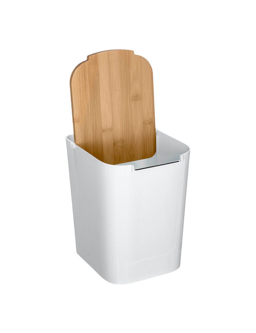 Balde Lixo Baltik 5L Branco/Bambú