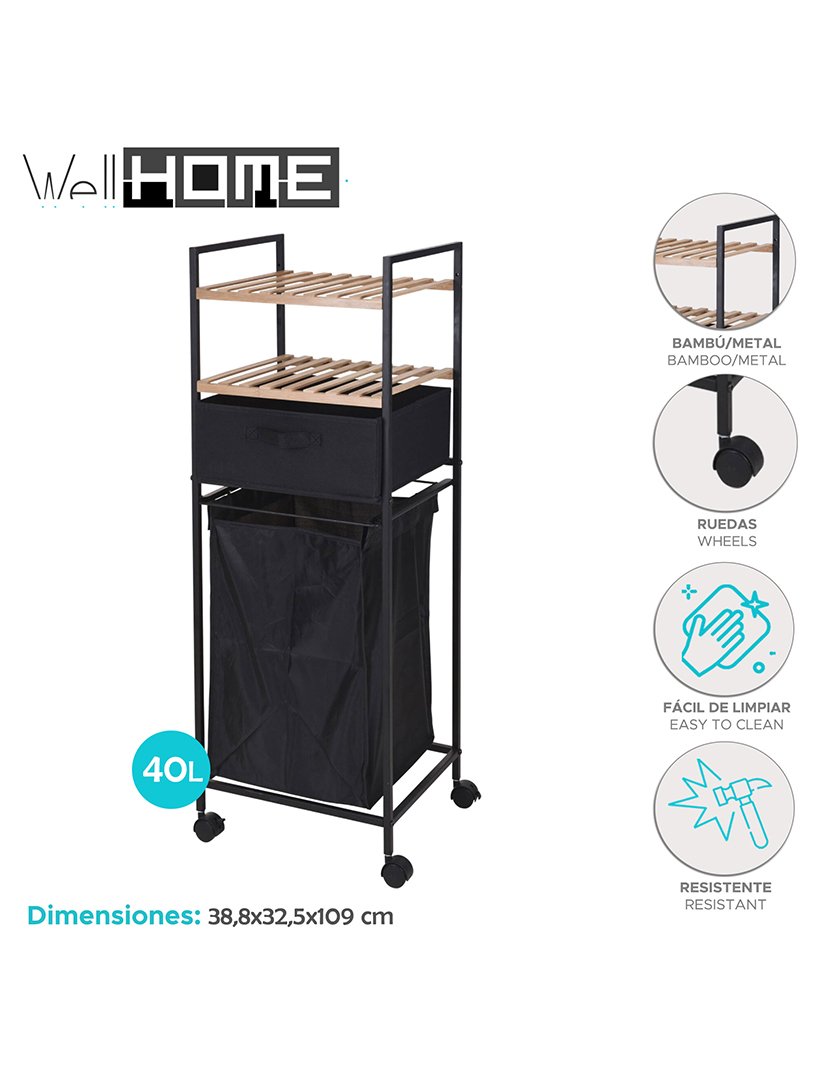 Estante + Cesto Roupa 109 cm